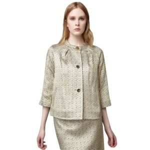 Kate Spade New York Women's Medium Devon Jacket Black & Gold Metallic‎ Boxy